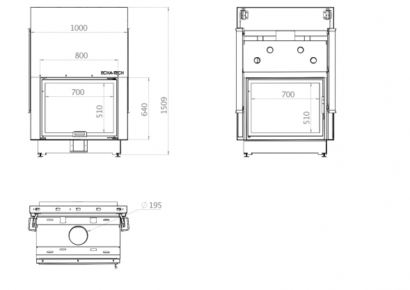 Каминная топка двойная 80x64 G Echa Tech
